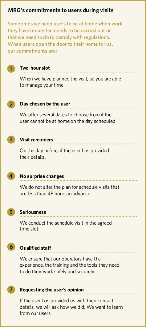MRGs commitments to users during visits